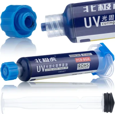 Productafbeelding van Soldeermasker Spuit – UV-Uithardend, Niet-Leidend | 10 ml, 95 mm Spuit | Bescherming PCB, Reparatie