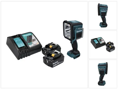 Image de Makita DML 812 RG Lampe torche à LED 18 V 1250 lm + 2x batterie 6,0 Ah + chargeur