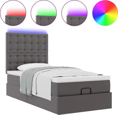 Obrázek produktu pro Osmanský rám postele s matrací šedá 90x190cm umělá kůže