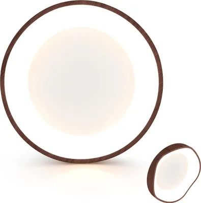 Produktbild von LED Deckenleuchte 24W, Deckenlampe 3000K Warmweißes Licht, Pendelleuchte mit Holzmaserung & Metallrahmen, Hängelampe