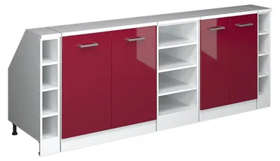 Produktbild von Küchenschrank für Dachschrägen Vicco R-Line Rot Hochglanz 210 cm 5er Set Schrankkorpuss 60 cm Tiefe, Model 60144