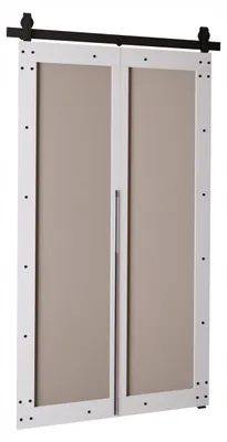 Produktbild von KierMoebel Schiebetür Komplettset QUDIO M2 Weiß + Kaschmir 96x205x3,2 cm Wohnzimmer Schiebetür