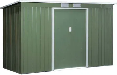 Produktbild von Outsunny Gartenhaus - mit Schiebetür - Stahl - Hellgrün - L280 x B130 x H172 cm