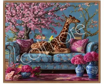 Imagen del producto de Pintura manual, HENRY, 80x80 cm, azul y rosa