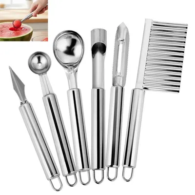 Produktbild von 6-teiliges Kugelausstecher, Melonenausstecher Kugeln Parisienne Ausstecher, Küchenwerkzeug, Edelstahl Küchenwerkzeug Cutter DIY Obstsalatschneider