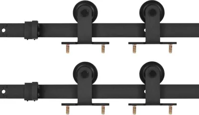 Produktbild von vidaXL Schiebetür-Beschlagsätze 2 Stk. 200 cm Stahl Schwarz