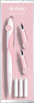 Produktbild von Herlitz Nicewriter-Set Rose       + 3 Federn + 4 Patronen