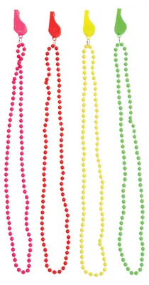 Produktbild von 4er-Set Neon-Halsketten mit Pfeifen - Einheitsgröße