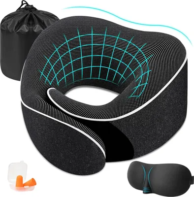 Productafbeelding van Famanu reiskussen voor de nek, ergonomisch ontwerp - gemaakt van traagschuim