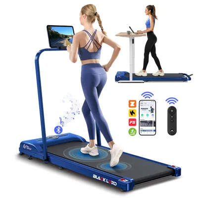 Produktbild von BLACK LORD 4-in-1-Laufband mit Griffstange,faltbares Untertisch-Laufband mit 2,2 PS und Bluetooth-Lautsprecher,LED,Fernbedienung,max.120kg,Blau