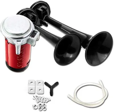 Productafbeelding van Universele Dubbele Trompet Luchthoorn met Compressor 12V - Super Luid 178dB voor Auto, Vrachtwagen en Motor