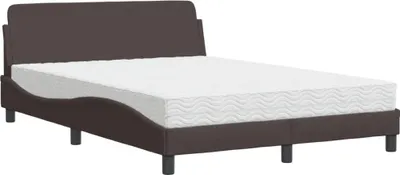 Produktbild von vidaXL Bett mit Matratze "Dover" Dunkelbraun 140x190 cm Stoff