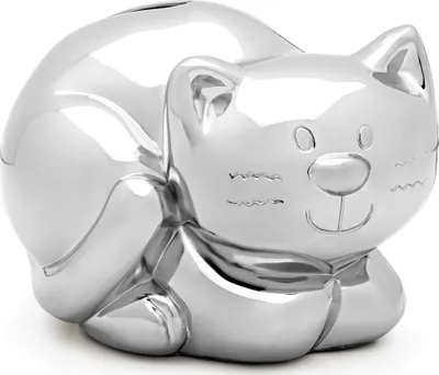 Produktbild von Silbernes Sparschwein für ein Kind, elegantes Geschenk, Kätzchen | Größe: 93x75x81 mm | Artikelnummer: ZV6006060