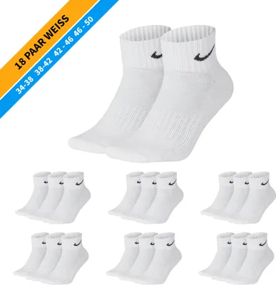 Produktbild von NIKE Socken - Farbe: 18 Paar Weiß Quarter Socken - Größe: 42-46
