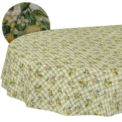 Zdjęcie produktu dla Elzusha - Ścierełka stołowe, motyw cytrynowy - mieszanka bawełny i poliestru, kształt owalny, wymiary 240x140 cm