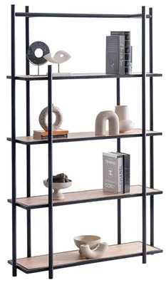 Immagine prodotto di Moderna libreria con struttura in metallo nero e ripiani in legno