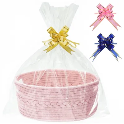 Image de COSYLAND : Panier cadeau et panier de rangement en mélange de coton, avec ruban