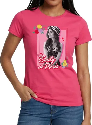 Produktbild von Spreadshirt Emily In Paris Emily Schwarz-Weiß Bild Mit Blumen Frauen T-Shirt, S, Azalea