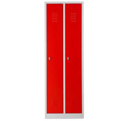 Produktbild von Gürkan Spind lichtgrau, feuerrot 103494, 2 Schließfächer 60,0 x 50,0 x 180,0 cm