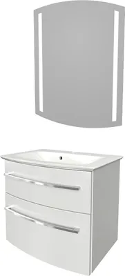 Produktbild von Fackelmann B.STYLE Badmöbel Set 3-teilig, 63 cm, Weiß + LED-Spiegel