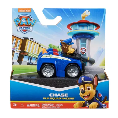 Produktbild von PAW Patrol : Pup Squad Racer, Chase-Figur zum Sammeln, -Spielzeugautos, Kinderspielzeug für Jungen und Mädchen, Polizeiwagen, PAW Patrol, 3 Jahr(e), Kunststoff, Schwarz, Blau, Weiß