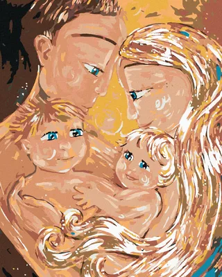Image de Zuty - Peinture par numéros - FAMILLE, 40 x 50 cm, toile tendue sur châssis