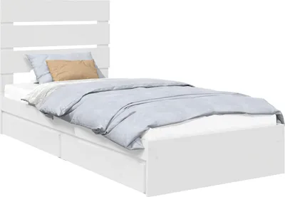 Produktbild von vidaXL Aufbewahrungsbett mit Kopfteil Weiß 90 x 200 cm Holzwerkstoff