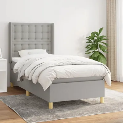 Produktbild von The Living Store Boxspringbett mit Matratze Hellgrau 80x200 cm Stoff