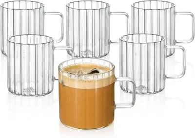 Produktbild von Kaffee- und Teebecher 250 ml Glas Gummimuster 6 Stück
