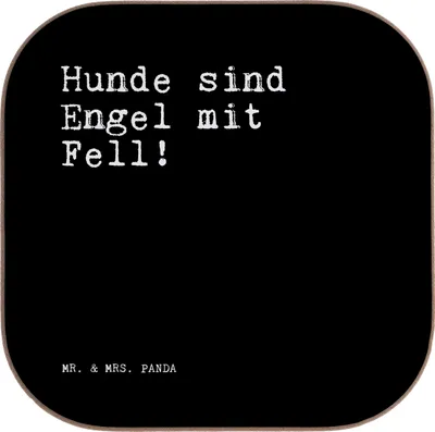 Produktbild von Mr. & Mrs. Panda Untersetzer Hunde sind Engel mit... - Schwarz - Geschenk, Holzuntersetzer, Hund, Spruch Sprüche Weisheiten Zitate Lustig Weisheit Worte, für Gläser