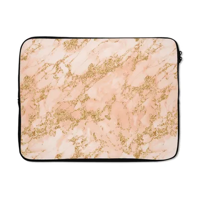 Produktbild von MuchoWow® Laptop Hülle 15 Zoll Marmor - Roségold - Glitzer Laptoptasche - Laptoptasche - Sleeve - Rundum-Schutz