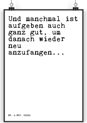 Produktbild von Mr. & Mrs. Panda Bild Und manchmal ist aufgeben... DIN A4 - Weiß - Geschenk, Wandbild, drucke, wanddeko, Freundin, Spruch Sprüche Weisheiten Zitate Lustig Weisheit Worte