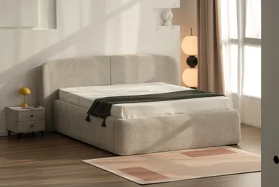 Produktbild von riess-ambiente Modernes Boxbett ART DECO 160x200cm greige Bouclé mit Stauraum