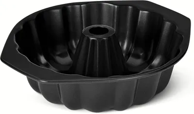 Productafbeelding van Gegroefde cakevorm met antiaanbaklaag - Vaatwasser- en ovenbestendig - 25,4cm - Zwart