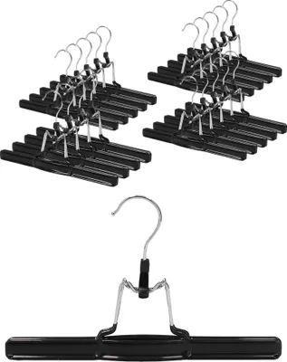 Produktbild von VonBueren 20x Hosenbügel Klemmbügel schwarz | Hosenspanner aus Metall | Kleiderbügel für Hosen | rutschfest | mit drehbarem Haken
