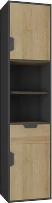 Produktbild von Jugendzimmer Schrank Sprimont 05, Farbe: Grau / Eiche - Abmessungen: 195 x 45 x 40 cm (H x B x T)
