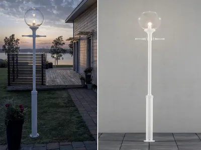 Produktbild von LED Mastleuchte, Außenleuchte zur Gartenbeleuchtung & Wegbeleuchtung, Alu Weiß