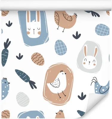 Obrázok produktu pre 10m VLIES WALLPAPER rolka škôlka vtáky králiky zvieratá príroda XXL-53