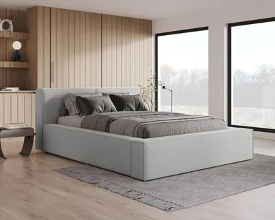 Produktbild von Chilly Möbel Design Bett Lugano - Klassisches Polsterbett mit Bettkasten und elegantem Kopfteil 180x200 cm / Bouclé / Grau