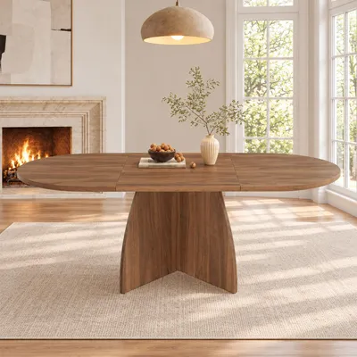 Obrázek produktu pro Rozkládací jídelní stůl, rozměry 120/180 x 90 x 75 cm, kuchyňský stůl, jídelní stůl, rozšiřitelný, stůl pro 4-8 osob, barva ořechového dřeva