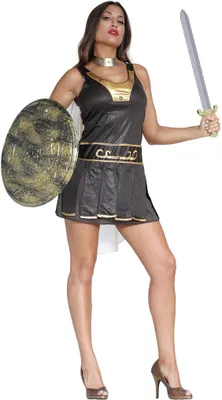 Produktbild von Römer Antik Kriegerin Karneval Gewandung Gladiatoren Kostüm Mythologische Kriegerin Historisches Damenkostüm Antike Römer Kriegerin Kostüm Winged Sandalen, Größe: 42 - 44 (L) Farbe: Braun