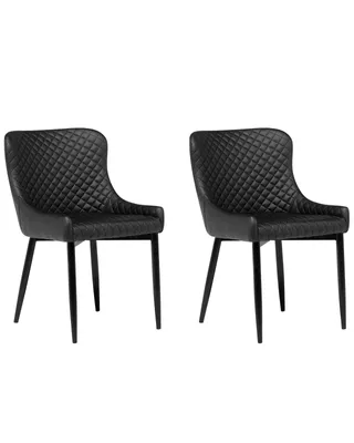 Produktbild von BELIANI Esszimmerstuhl 2er Set Schwarz Kunstleder Metallbeine Minimalismus