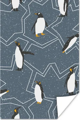 Produktbild von MuchoWow® Poster Pinguin - Muster - Schnee 60x90 cm - Wanddekoration