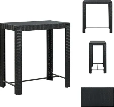 Image de vidaXL Table de bar de jardin noire 100x60,5x110,5 cm Poly rotin - Tables de jardin