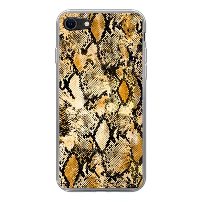 Produktbild von MuchoWow® Handyhülle Schutzhülle Hülle für iPhone 7 Tiermuster - Schlange - Gold - Schwarz Silikon Softcase Handy Hülle - Kartenhalter
