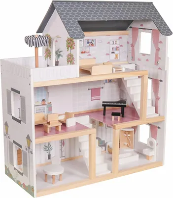 Produktbild von Coemo Puppenhaus Lara Holz Villa möbliert 3 Etagen