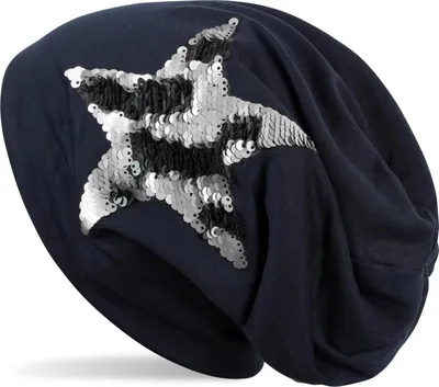 Produktbild von styleBREAKER Beanie Mütze mit Wendepailletten Stern Applikation, Slouch Longbeanie, Damen 04024141