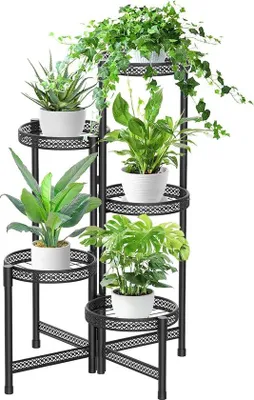 Produktbild von Famanu Pflanzenstand 5 Etagen - Schwarz, Metall, klappbar