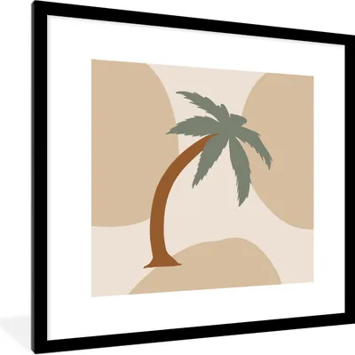 Produktbild von MuchoWow® Gerahmtes Poster Palme - Pastell - Sommer 40x40 cm - Poster mit Schwarzem Bilderrahmen Wandposter Rahmen Foto Bilder - Poster - Plakat im Rahmen