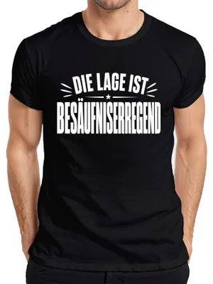 Produktbild von Die Lage ist Besäufniserregend Lustiges Party Statement Sarkasmus Herren T-Shirt, Schwarz, L